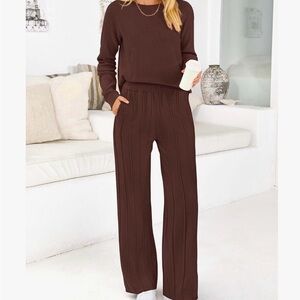 Brown Women's Ribbed Pants
